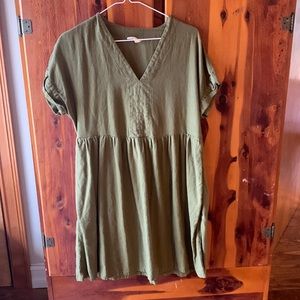 Linen Olive Universal Thread Dress
